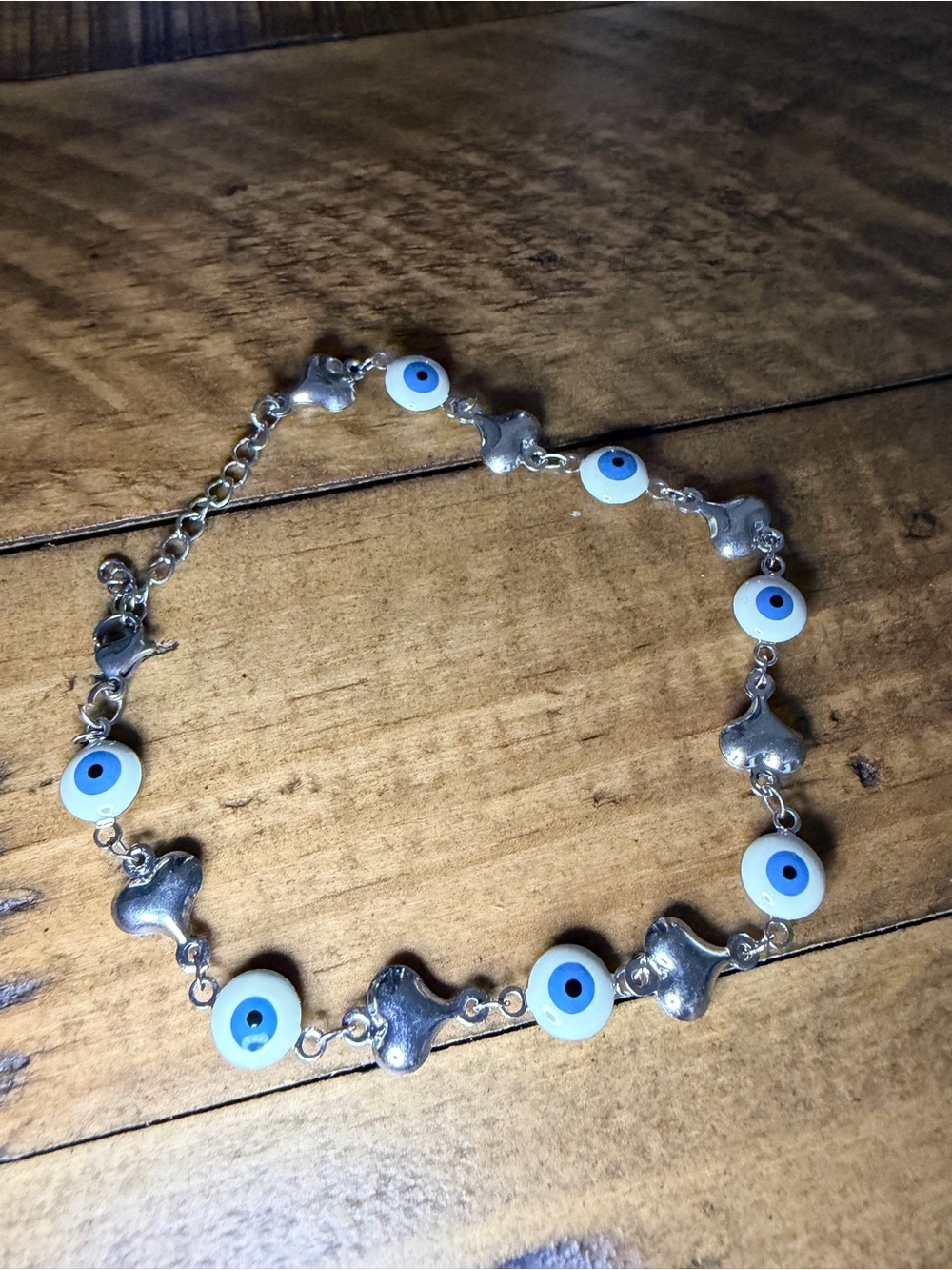 Evil Eye Anklet in Blue and White
